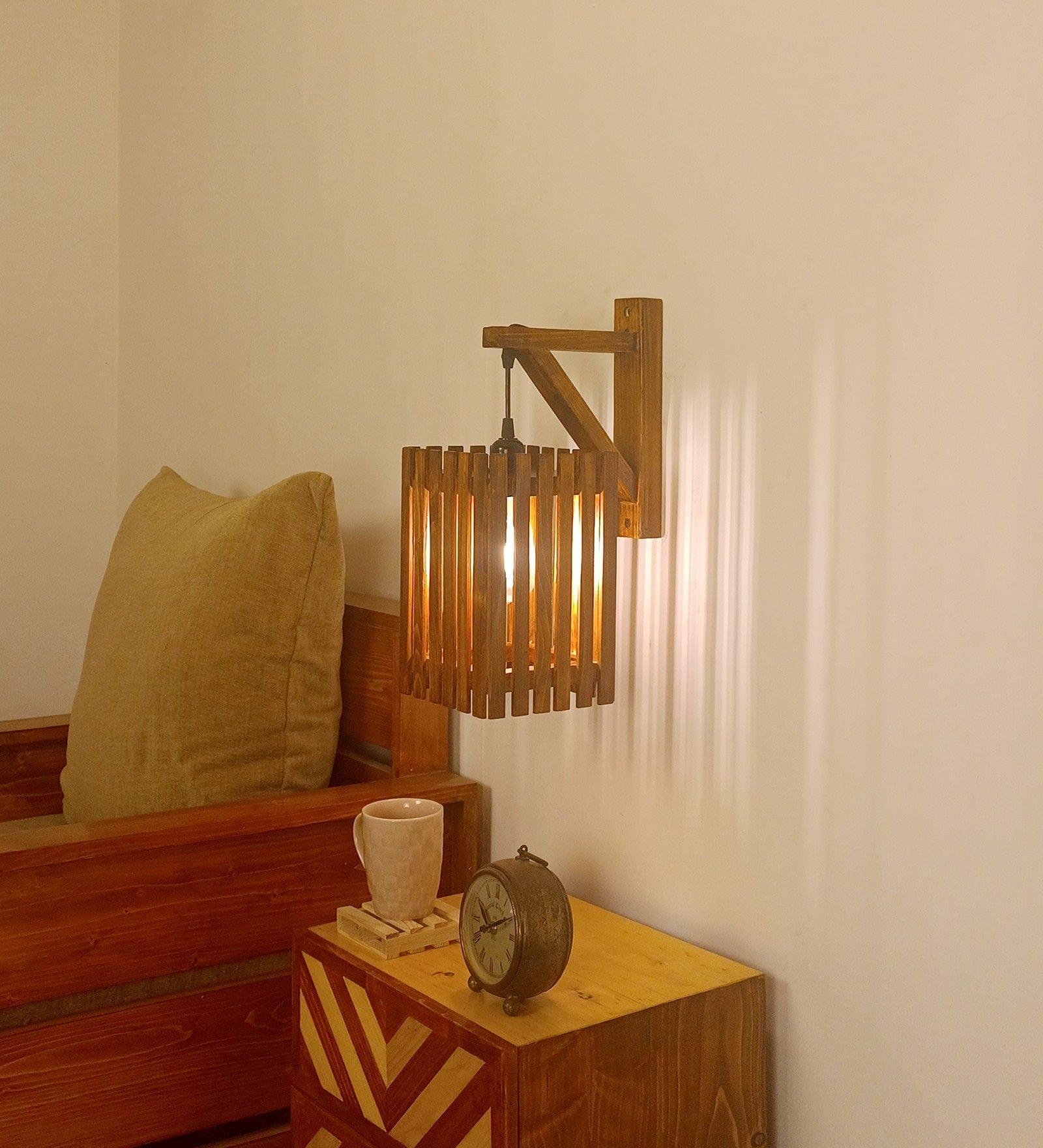 Elegant L Brown Wooden Wall Light (BULB NOT INCLUDED) - Ouch Cart