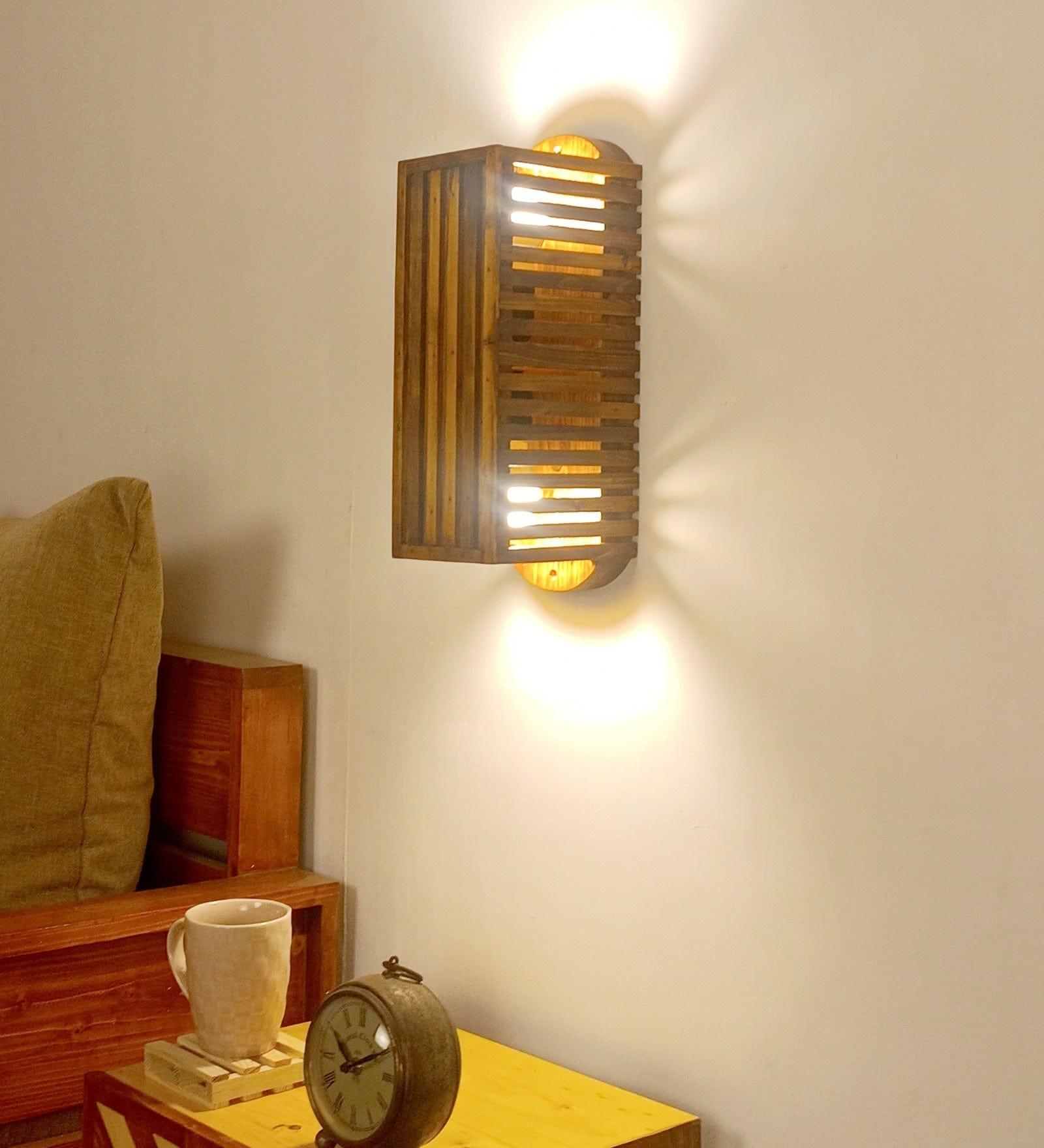 Elegant Lux Brown Wooden Wall Light (BULB NOT INCLUDED) - Ouch Cart