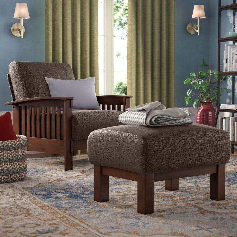 Encinal Wide Linen Armchair and Ottoman - Ouch Cart