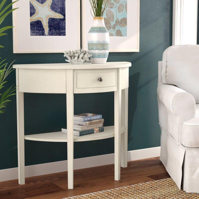 Half moon shape Solid Wood Console Table with Drawer - Ouch Cart