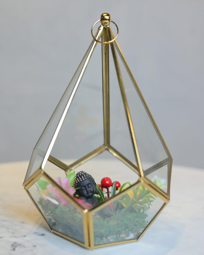 Diamond Shape Glass & Metal Cut Planter - Ouch Cart