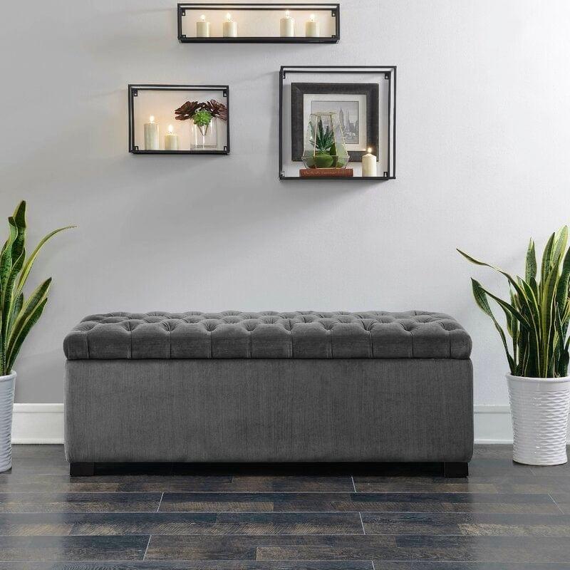 Upholstered Flip Top Storage Bench Solid Wood Bench Shoe Rack - Ouch Cart