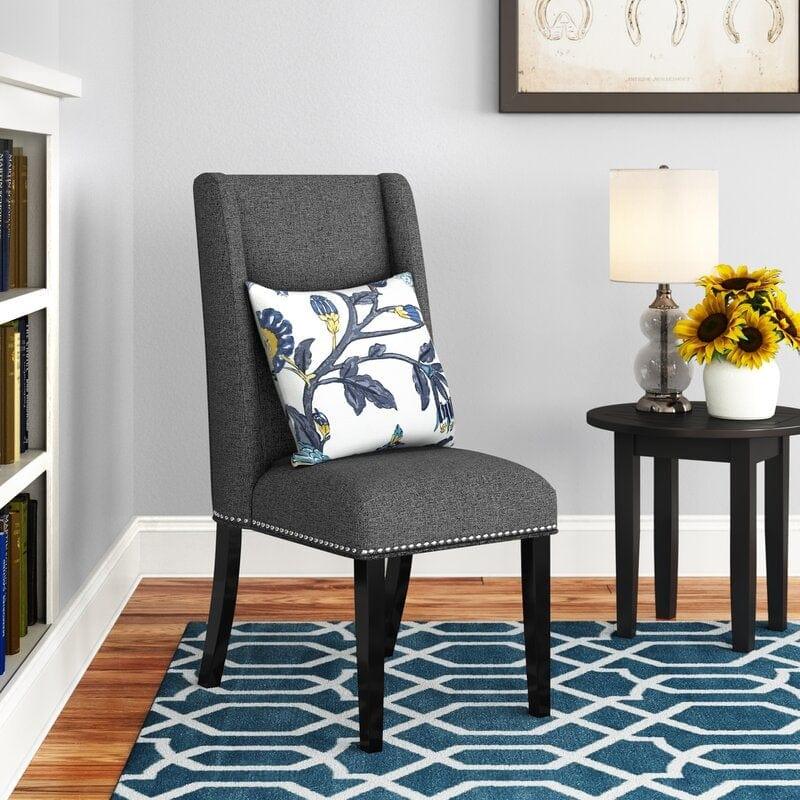 Wooden Back Side Dinning Chair in Medium Gray - Ouch Cart