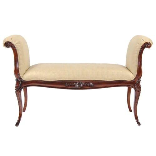 Teak Wood Upholstered Bench - Ouch Cart