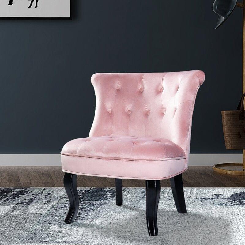 Wooden Teak Wood Wide Tufted Side Chair - Ouch Cart