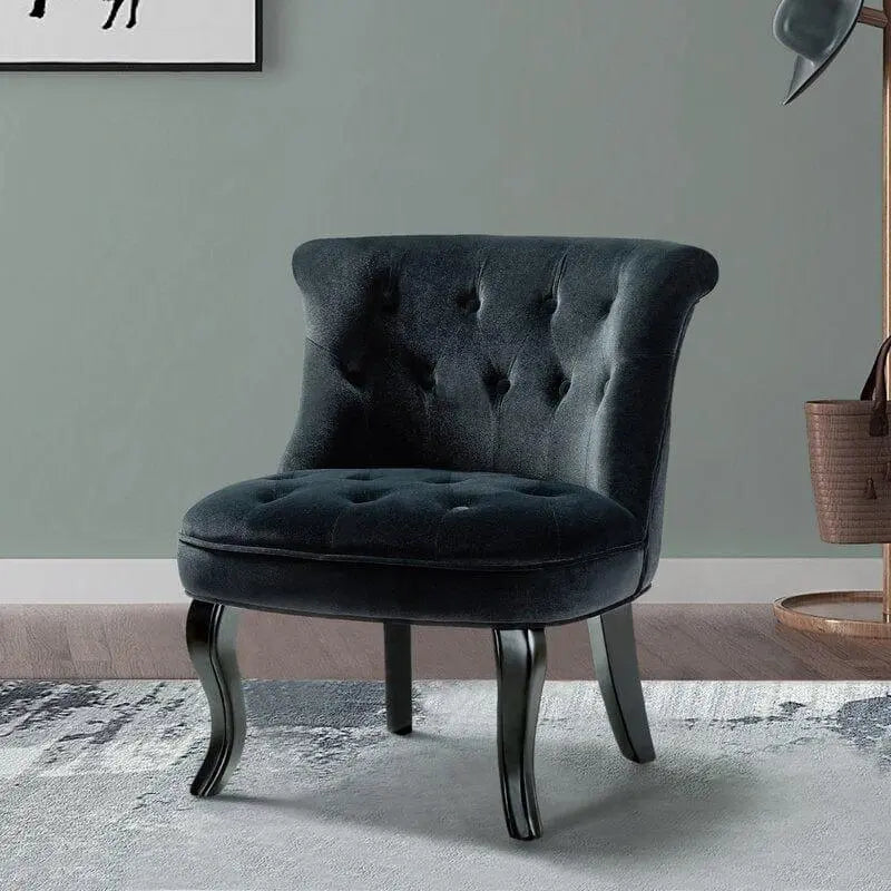 Wooden Teak Wood Wide Tufted Side Chair - Ouch Cart