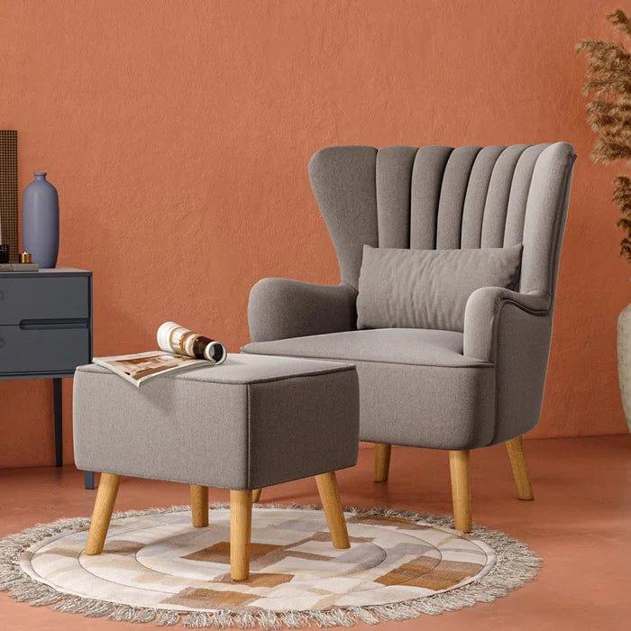Harden Wide Tufted Wingback Chair and Ottoman - Ouch Cart