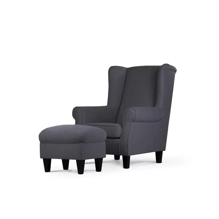 Wide Tufted chair and Ottoman - Ouch Cart
