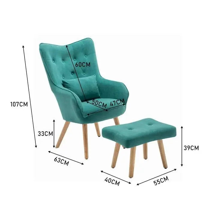 Howery Wide Tufted Armchair and Ottoman - Ouch Cart