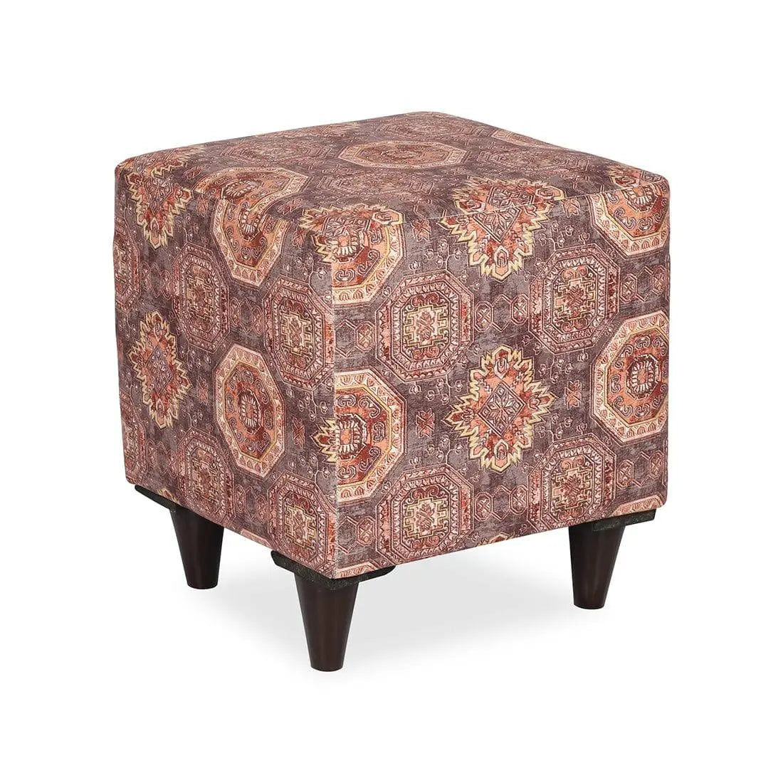 DOE BUCK SQUARE PRINTED OTTOMAN WITH WOODEN LEG - Ouch Cart