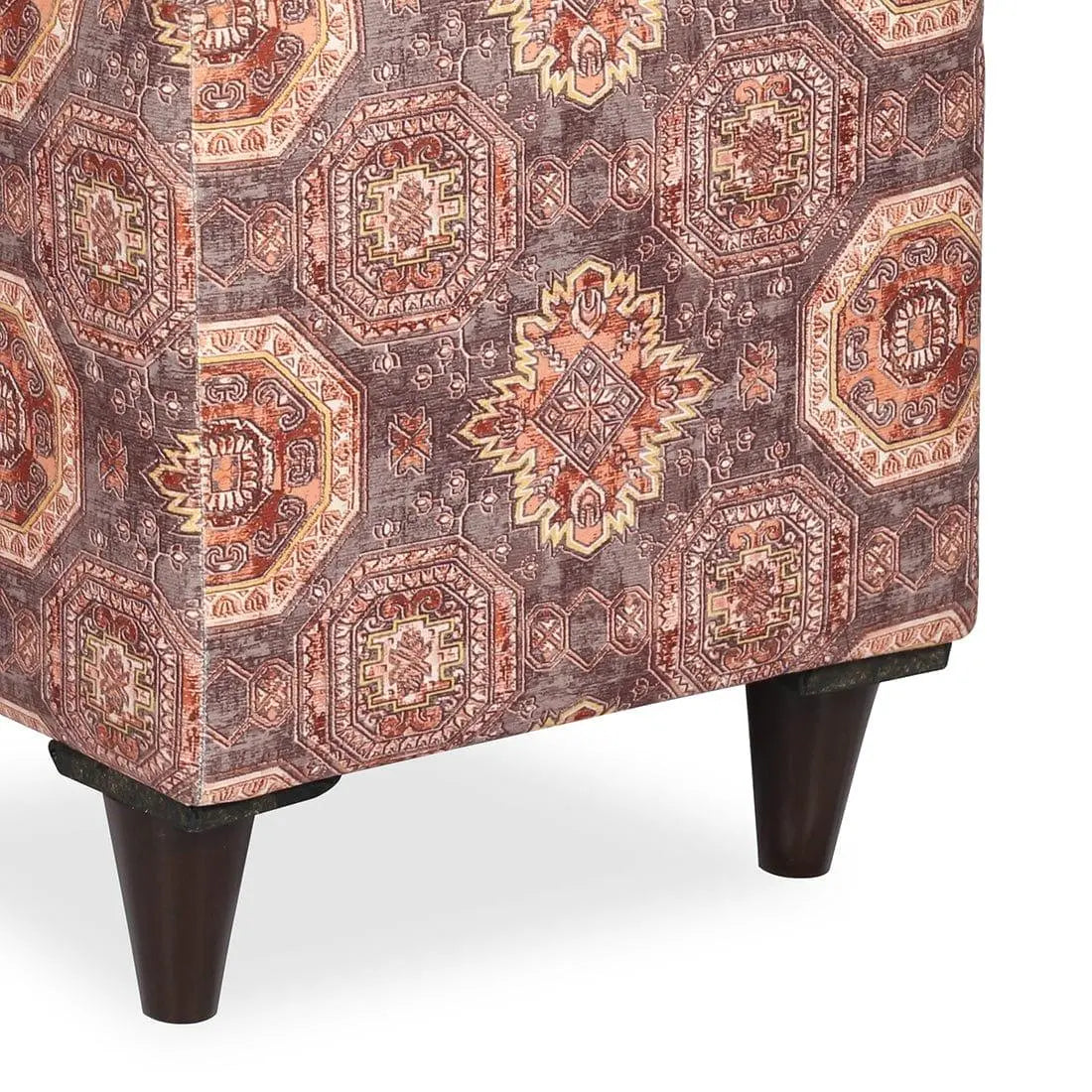 DOE BUCK SQUARE PRINTED OTTOMAN WITH WOODEN LEG - Ouch Cart