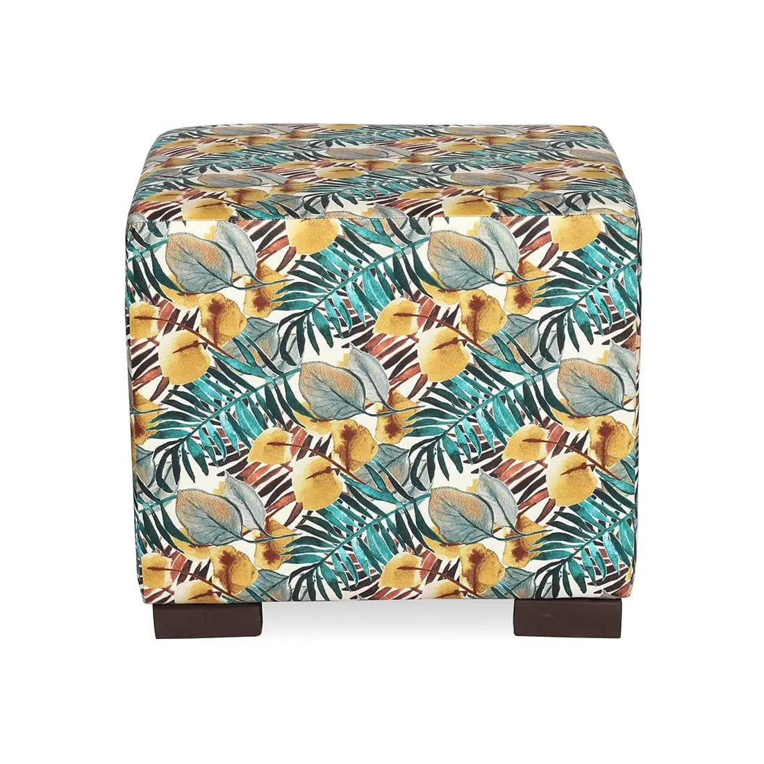 DOE BUCK SQUARE PRINTED OTTOMAN WITH WOODEN LEG - Ouch Cart