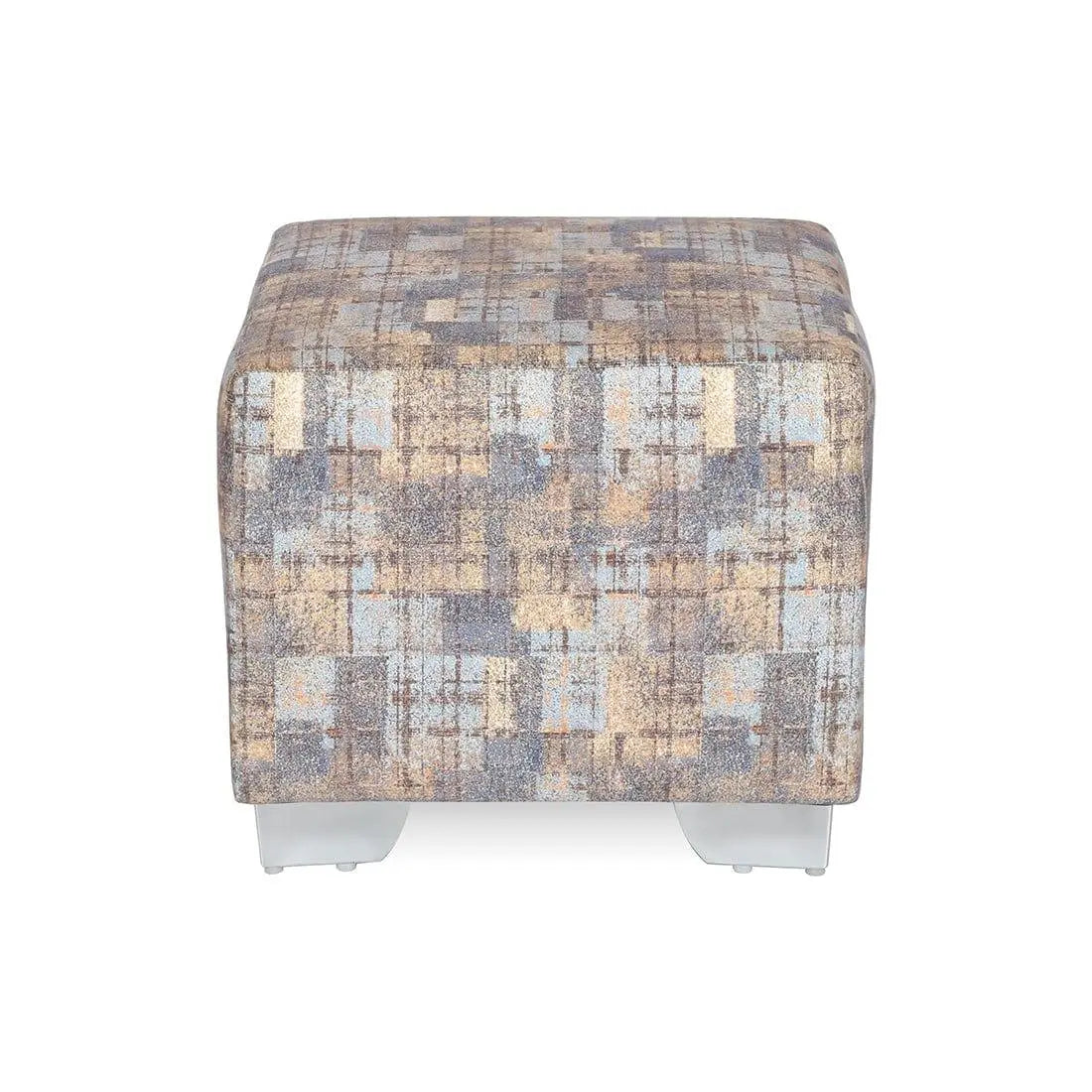 DOE BUCK SQUARE PRINTED OTTOMAN WITH METAL LEG - Ouch Cart
