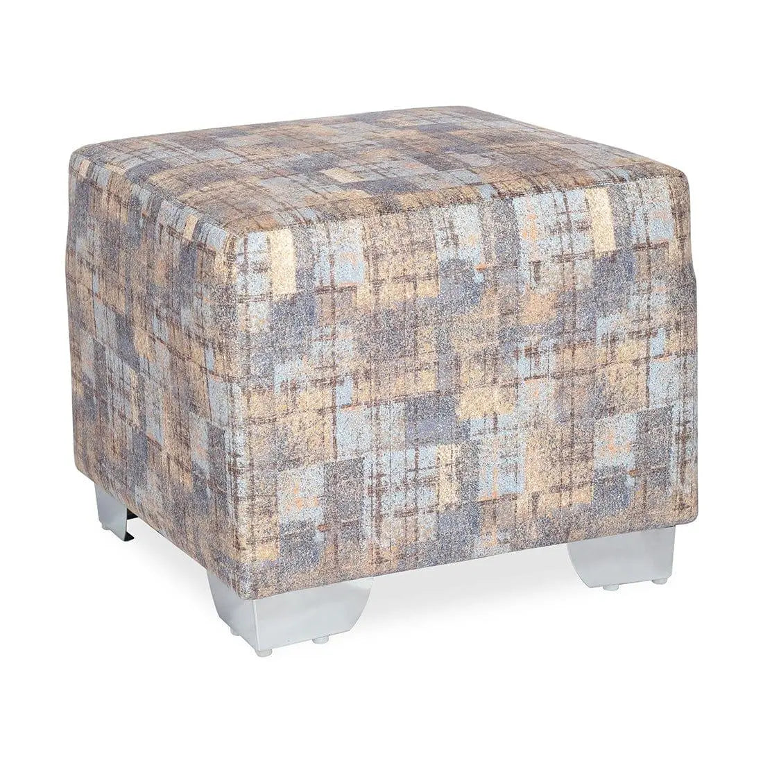DOE BUCK SQUARE PRINTED OTTOMAN WITH METAL LEG - Ouch Cart