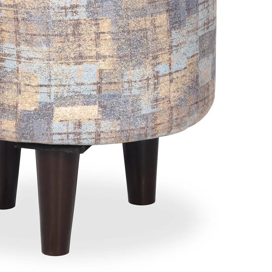 DOE BUCK ROUND PRINTED GOLD OTTOMAN WITH METAL LEG - Ouch Cart