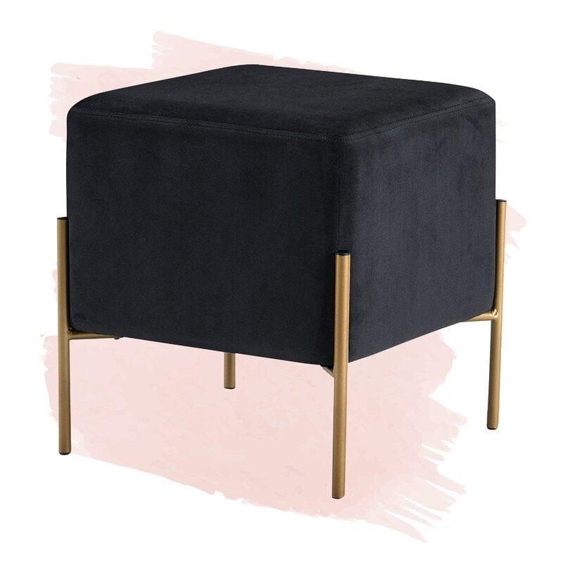 Wide Velvet Square Standard Ottoman - Ouch Cart