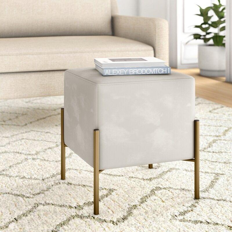 Wide Velvet Square Standard Ottoman - Ouch Cart