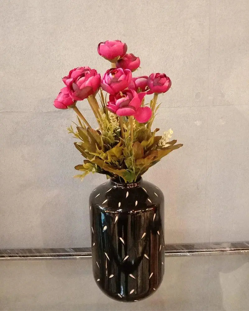 Small Flower with Black Vase For Home Decoration - Ouch Cart