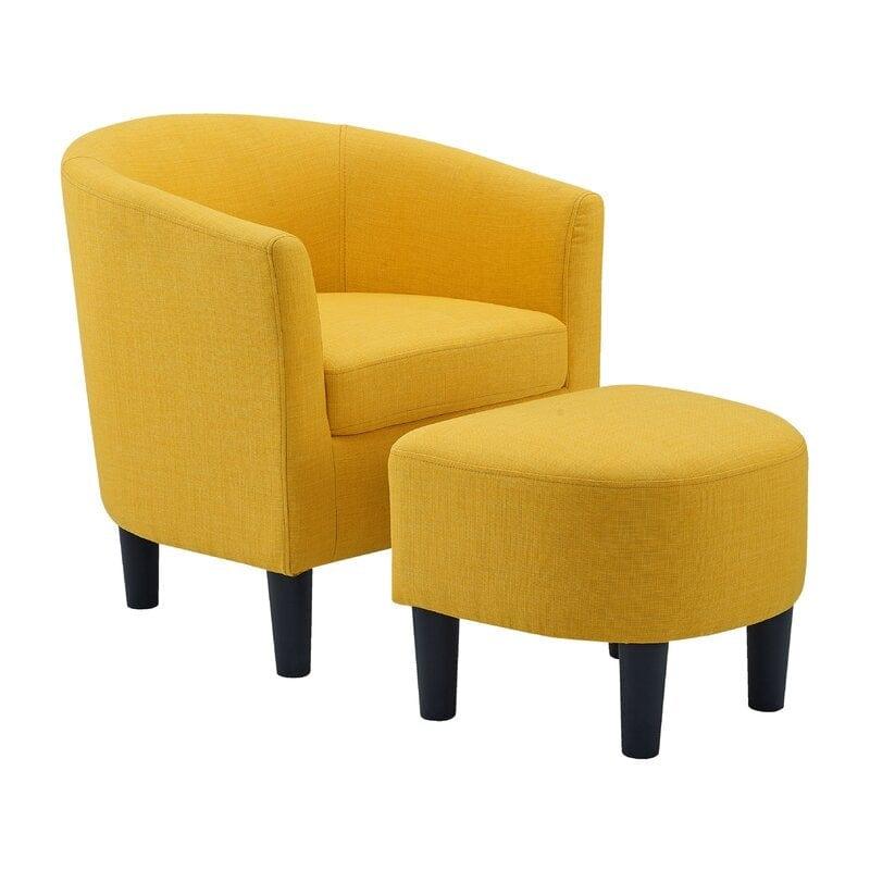 Wide Barrel Chair and Ottoman - Ouch Cart