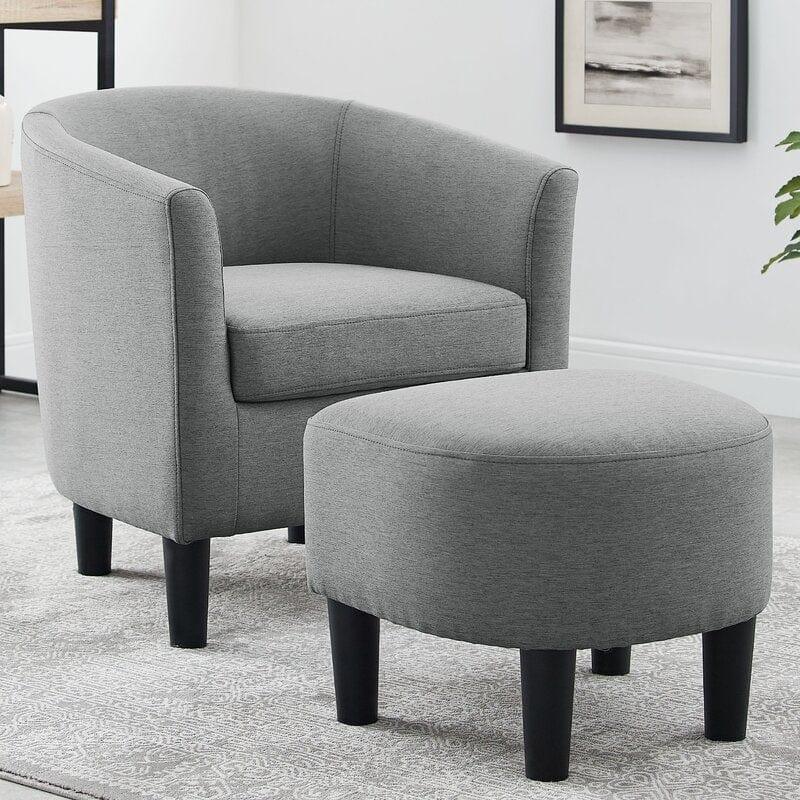 Wide Barrel Chair and Ottoman - Ouch Cart