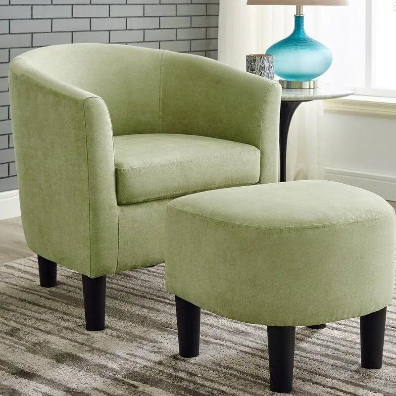 Wide Barrel Chair and Ottoman - Ouch Cart