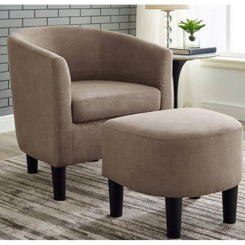 Wide Barrel Chair and Ottoman - Ouch Cart