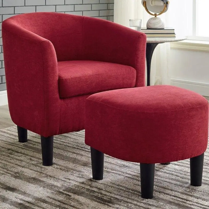 Wide Barrel Chair and Ottoman - Ouch Cart