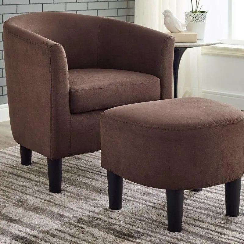 Wide Barrel Chair and Ottoman - Ouch Cart