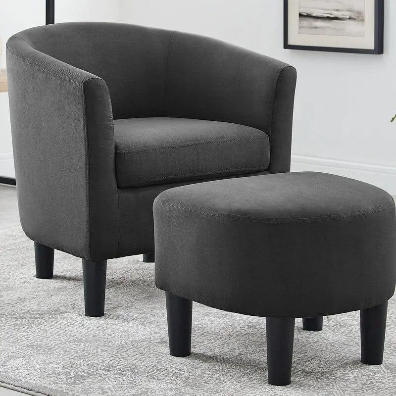 Wide Barrel Chair and Ottoman - Ouch Cart