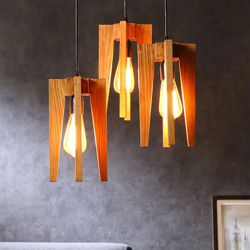 Jet Brown Wooden Cluster Hanging Lamp (BULB NOT INCLUDED) - Ouch Cart
