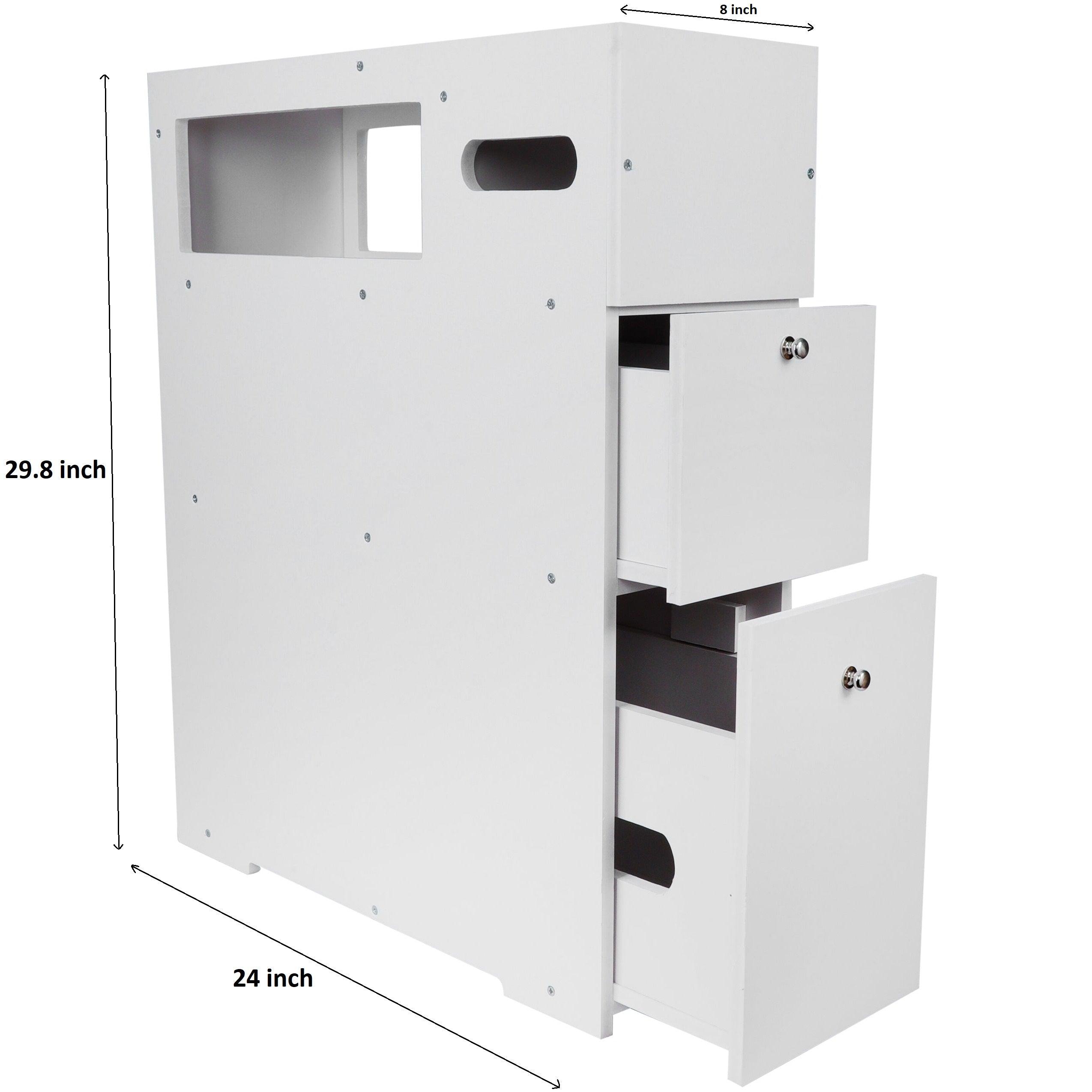 Waterproof PVC Bathroom WC Side Storage Cabinet Racks With Drawer By With Free Soap Dish Miza - Ouch Cart