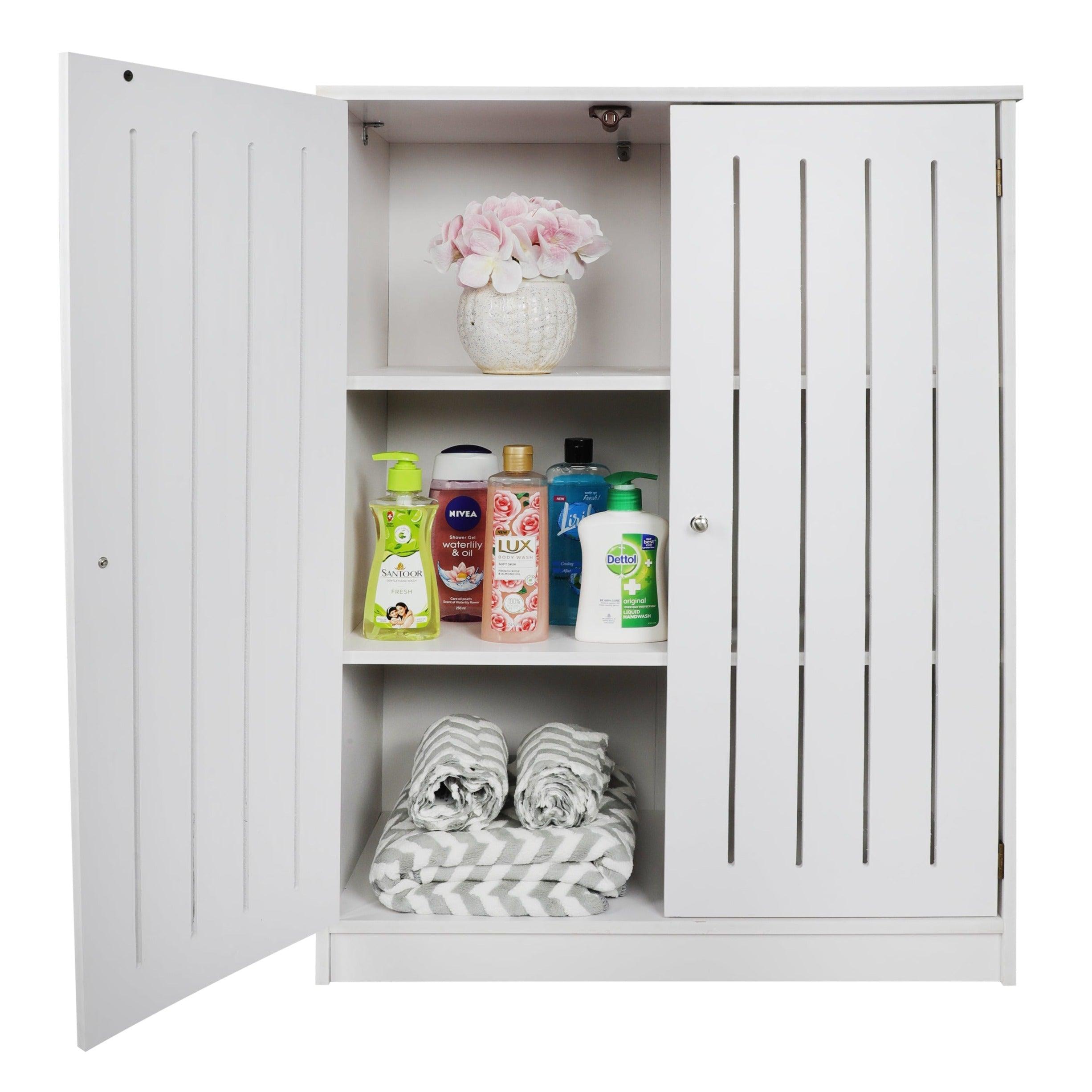 Bathroom PVC Freestanding Storage Cabinet With Handle Doors By Miza - Ouch Cart