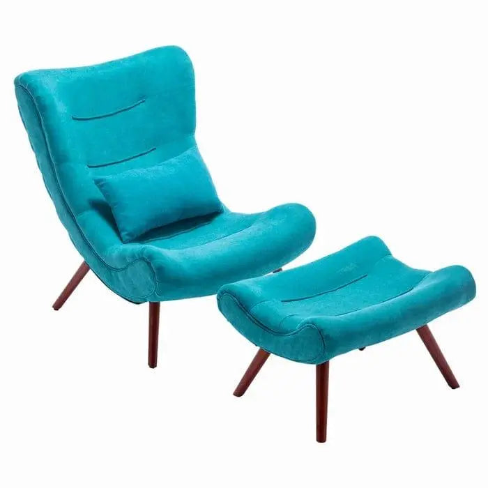 Kintze Wide Chenille Lounge Chair and Ottoman - Ouch Cart