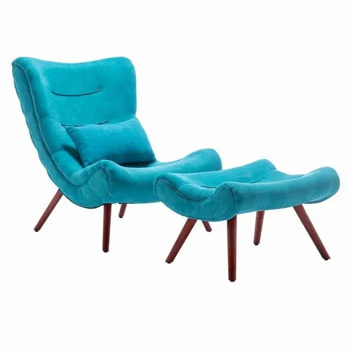 Kintze Wide Chenille Lounge Chair and Ottoman - Ouch Cart
