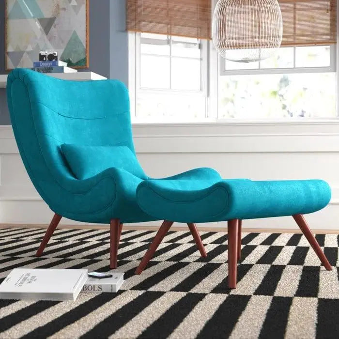 Kintze Wide Chenille Lounge Chair and Ottoman - Ouch Cart