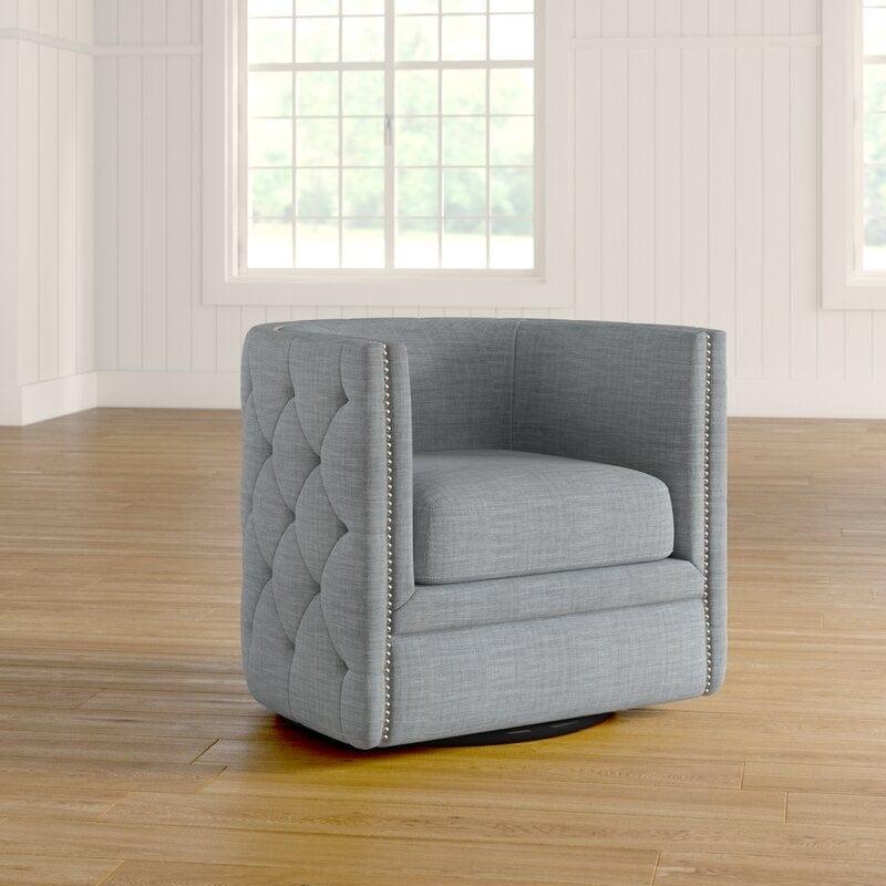 Wide Tufted Barrel Chair - Ouch Cart