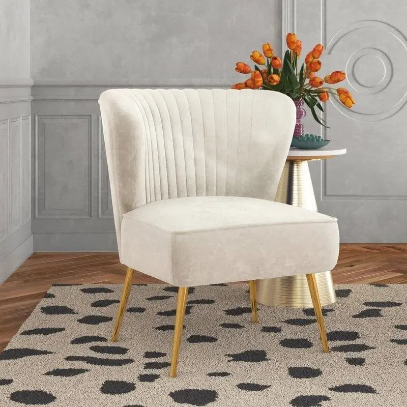 Wide Tufted Velvet Side Chair Living Room Furniture - Ouch Cart