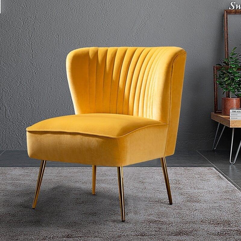 Wide Tufted Velvet Side Chair Living Room Furniture - Ouch Cart
