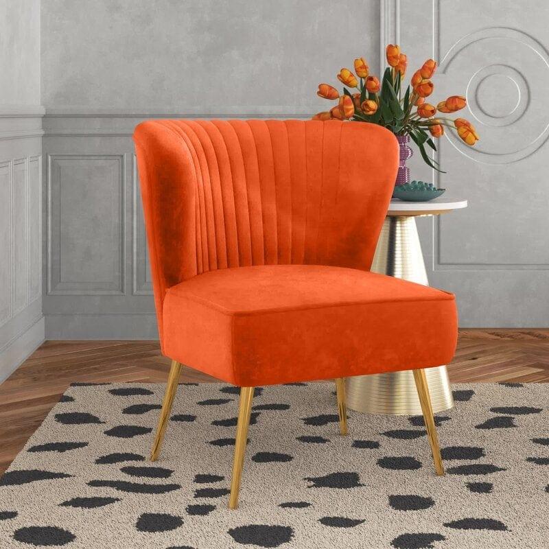 Wide Tufted Velvet Side Chair Living Room Furniture - Ouch Cart