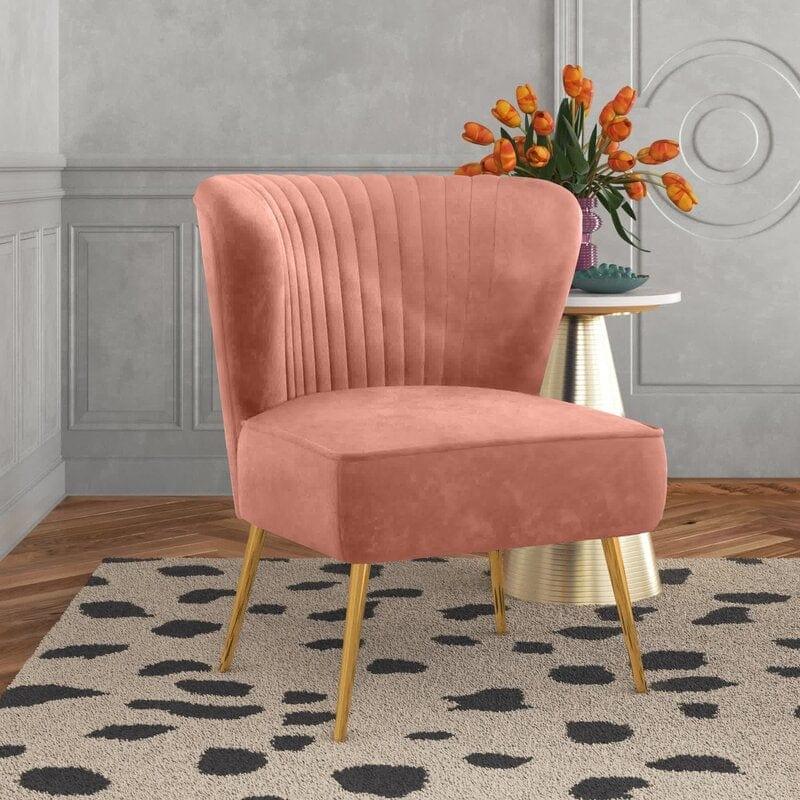 Wide Tufted Velvet Side Chair Living Room Furniture - Ouch Cart