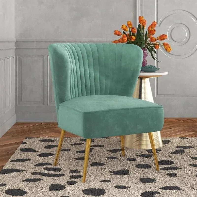 Wide Tufted Velvet Side Chair Living Room Furniture - Ouch Cart