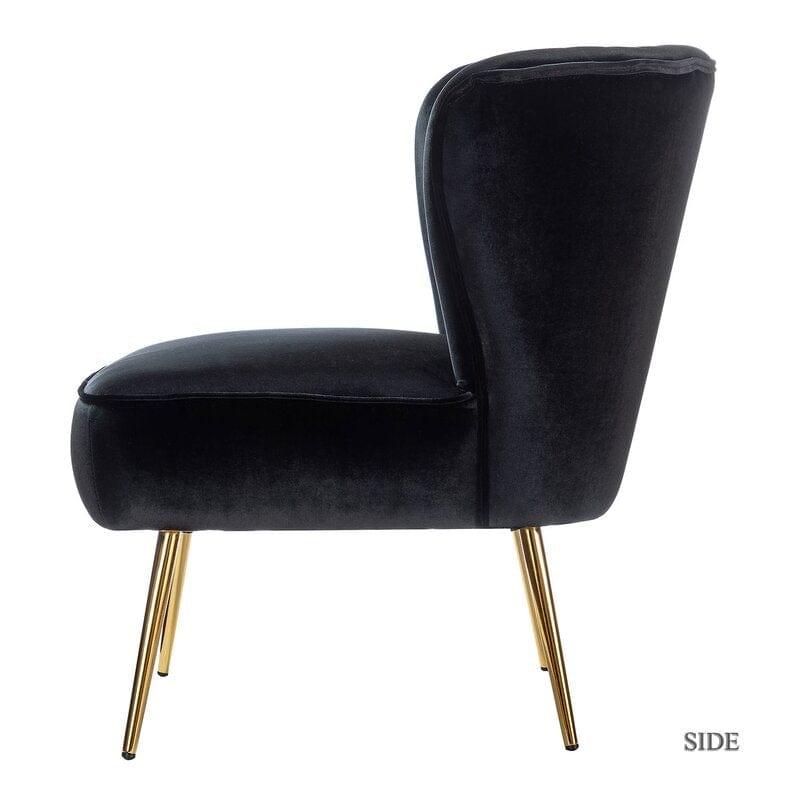 Wide Tufted Velvet Side Chair Living Room Furniture - Ouch Cart