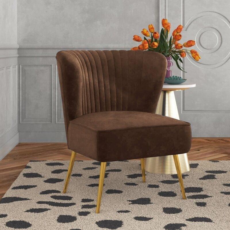 Wide Tufted Velvet Side Chair Living Room Furniture - Ouch Cart