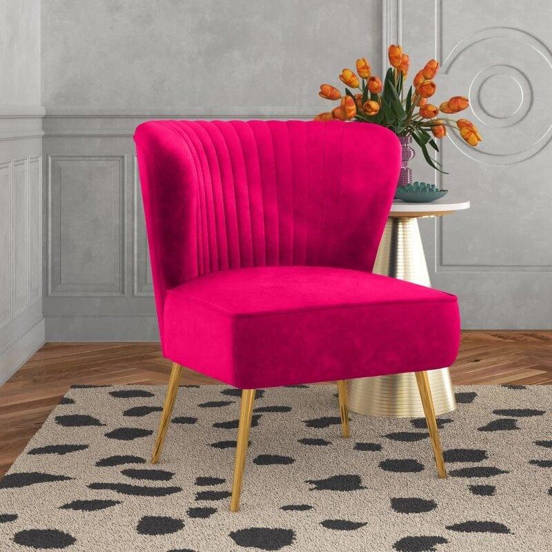 Wide Tufted Velvet Side Chair Living Room Furniture - Ouch Cart