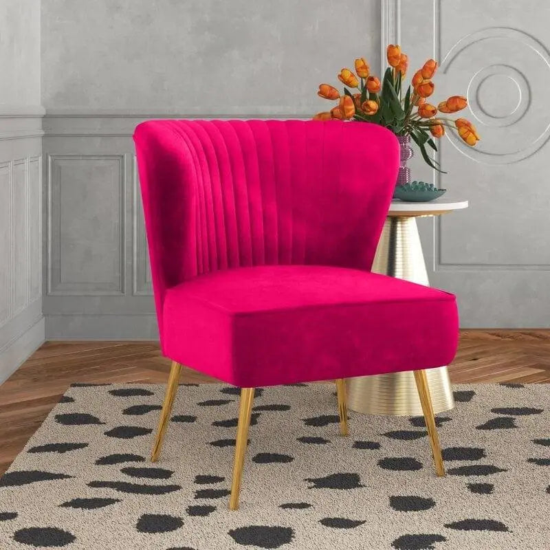 Wide Tufted Velvet Side Chair Living Room Furniture - Ouch Cart