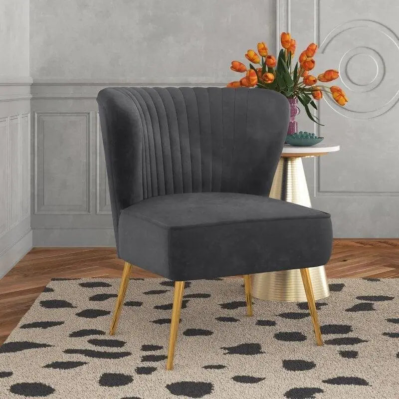 Wide Tufted Velvet Side Chair Living Room Furniture - Ouch Cart