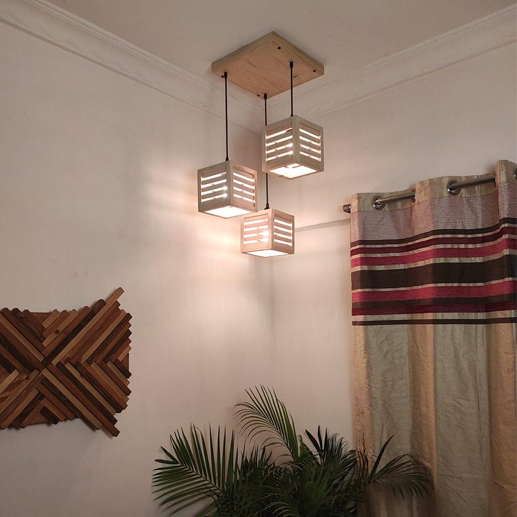 Lyon Beige Wooden Cluster Hanging Lamp (BULB NOT INCLUDED) - Ouch Cart
