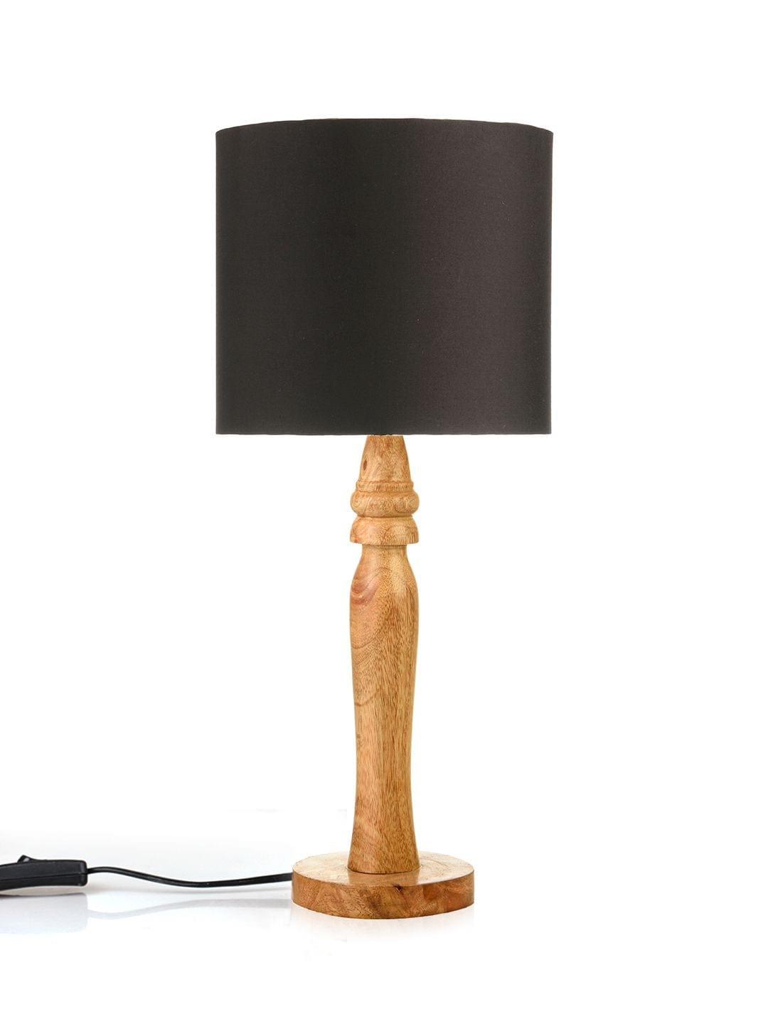 Round Brown Lamp with Black Cotton Shade - Ouch Cart