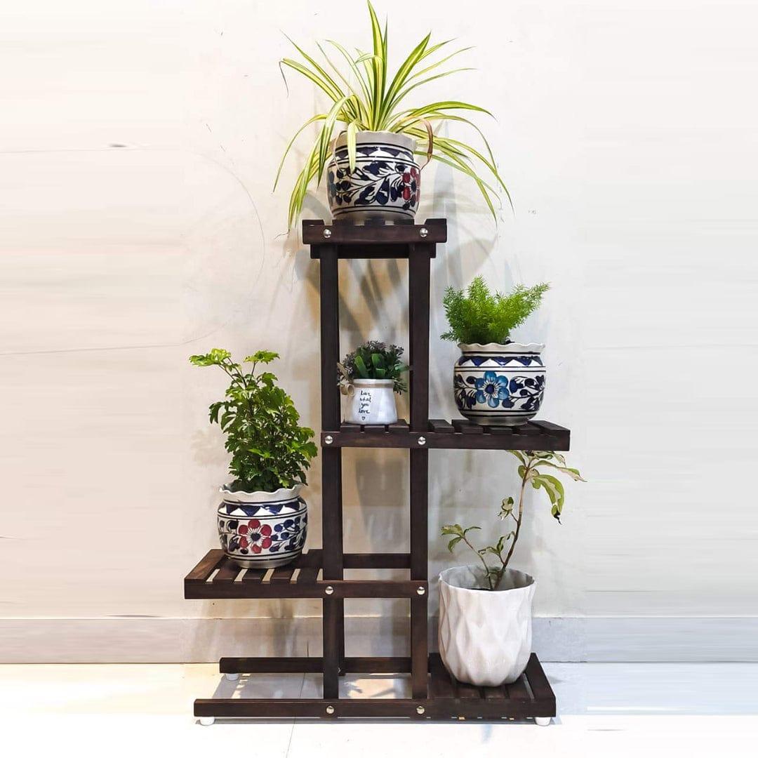 MDF Plant Stand, Medium, Brown,35.6 x 71.1 x 22.9Cms, Engineered Wood - Ouch Cart