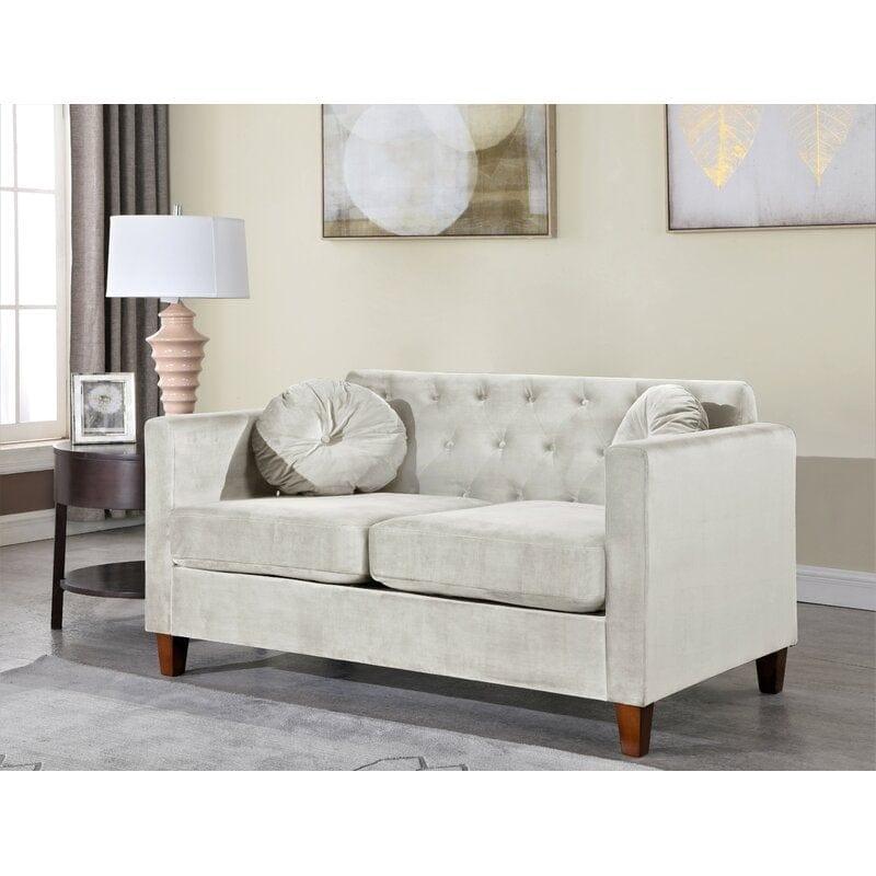 Velvet Square Arm Loveseat - Ouch Cart